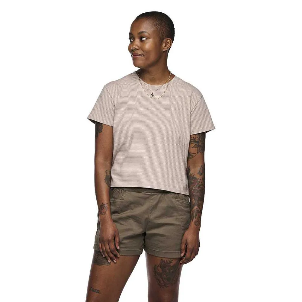 Tees & Tanks>Black Diamond Women'S Bd Stripe Crop Tee